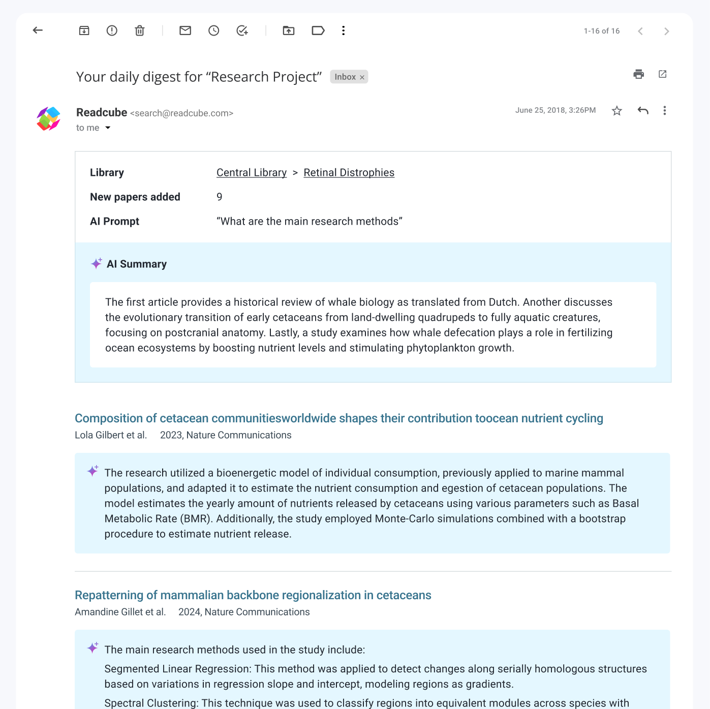 literature monitoring _ email summary